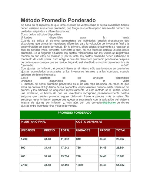 Cálculo del promedio ponderado | PDF