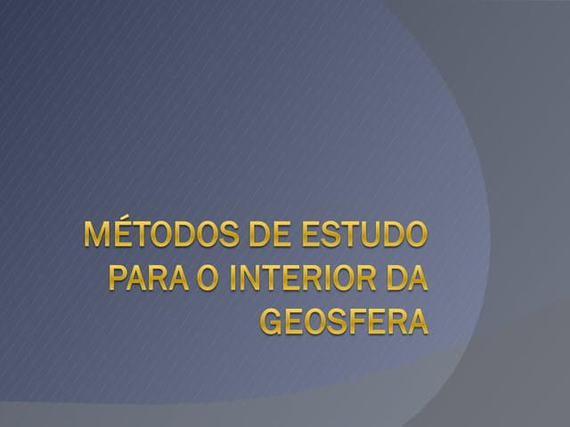 MéTodos De Estudo Para O Interior D...