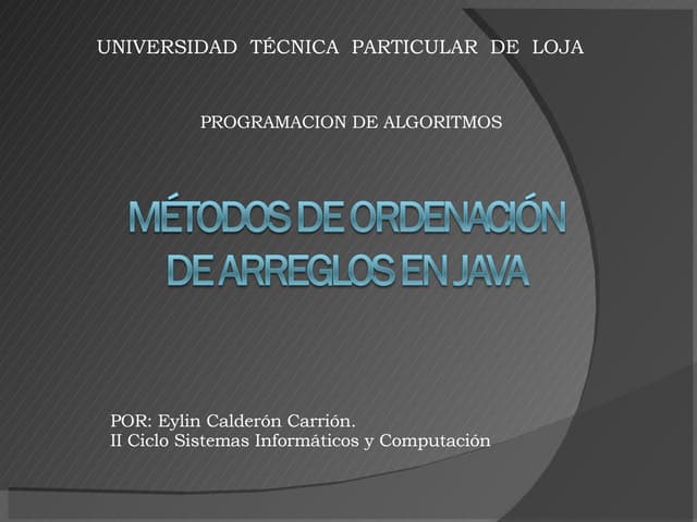Ordenar arreglos en java