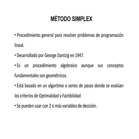 Método simplex. Teoria
