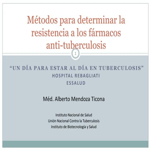 Métodos para detectar la resistencia a fármacos anti tuberculosis