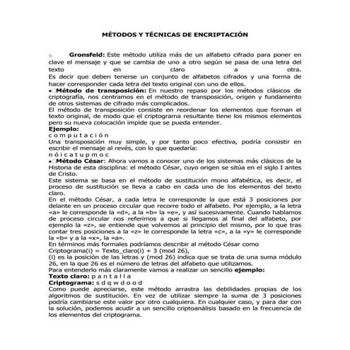 Métodos y técnicas de encriptación