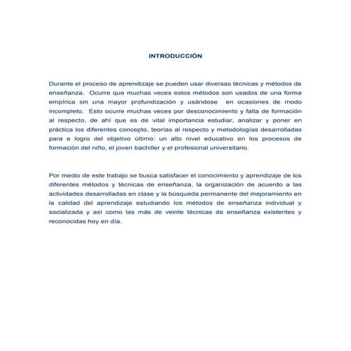 Métodos y técnicas de enseñanza