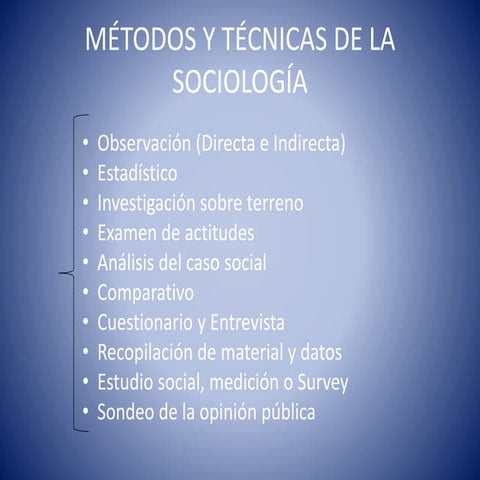 Métodos y técnicas de la sociología | PPTX