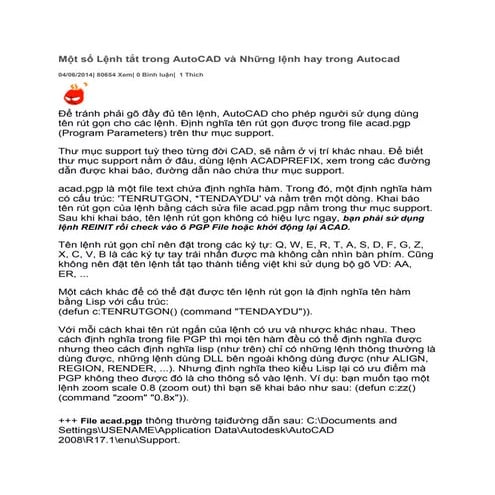 Một số lệnh tắt trong auto cad và những lệnh hay trong autocad