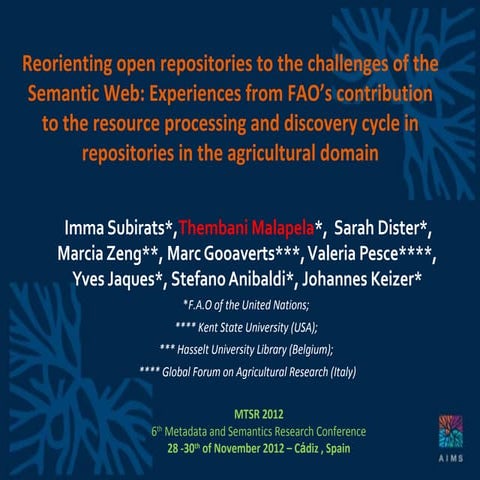 Reorienting open repositories to the challenges of the Semantic Web: Experien...