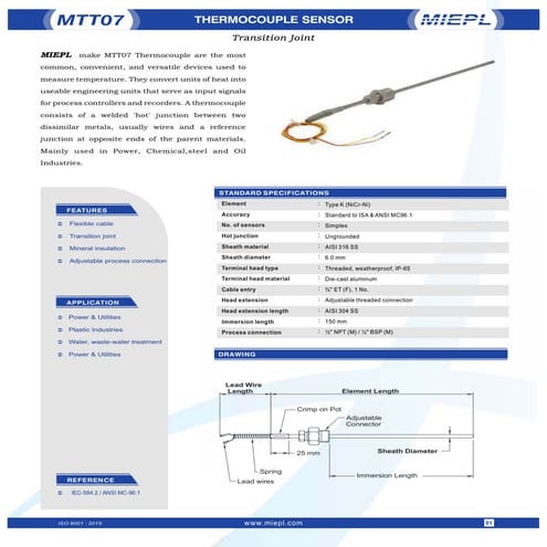 MTR06 RTD Sensor - Plug & Jack Connector | MIEPL | PDF