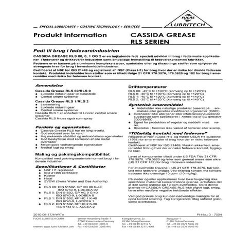 Tds cassida grease rls 00 dk | PDF