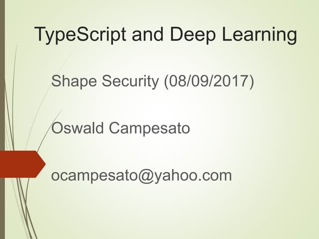 TypeScript and Deep Learning