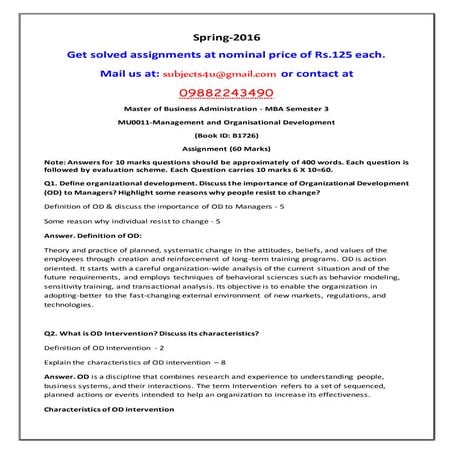 Mu0011 management and organisational development