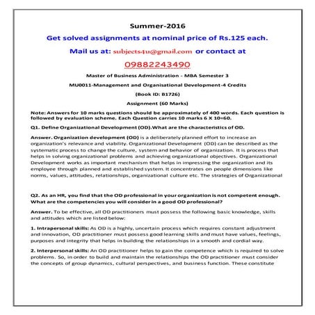 Mu0011–management and organisational development