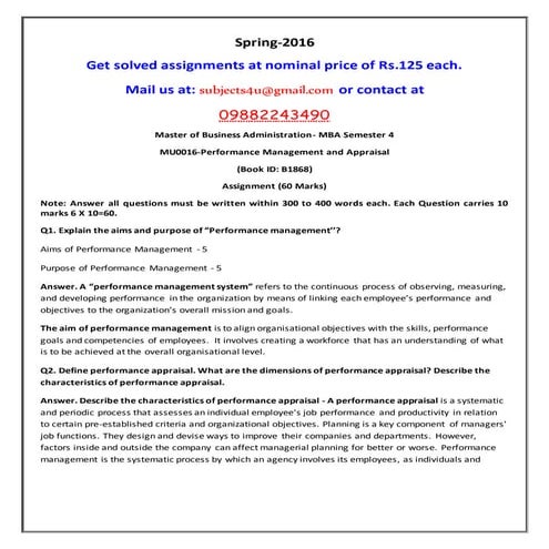 Mu0016 performance management and appraisal