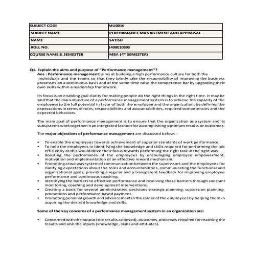 Mu0016 performance mgmt &amp; appraisal