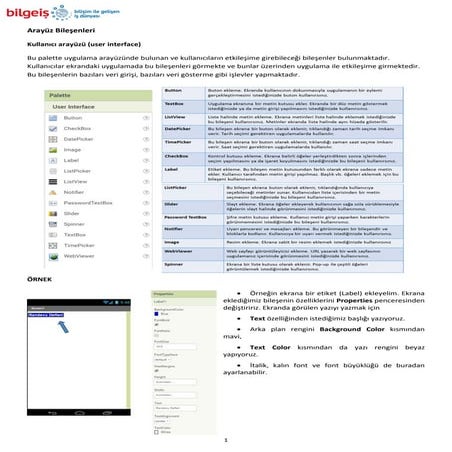 App Inventor Bileşenler