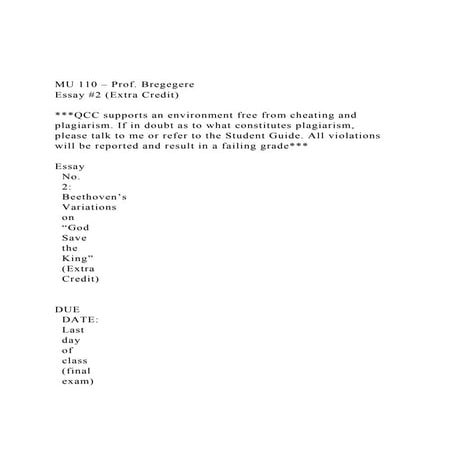 MU 110 – Prof. Bregegere Essay #2 (Extra Credit) QCC .docx