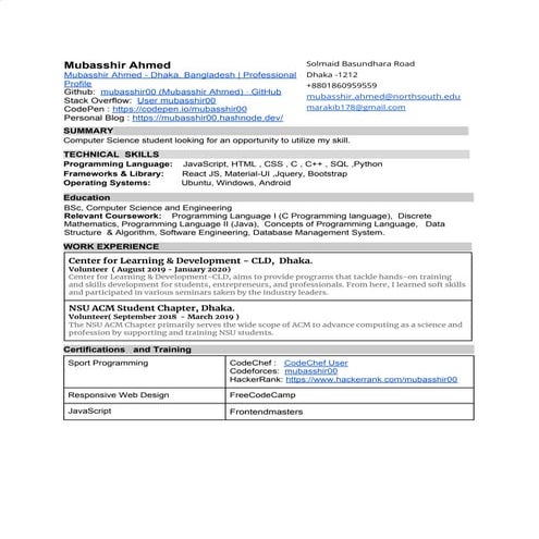 My CV (for job) | PDF