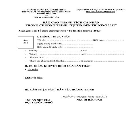 Mẫu báo cáo thành tích ttđt