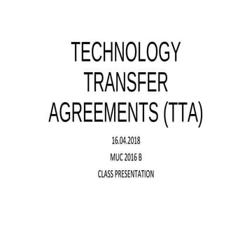 Technology Transfer Agreements - International Trade Law
