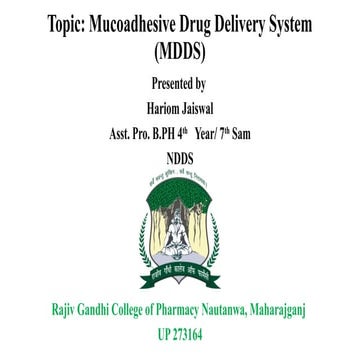 Mucosal or Mucoadhesive Drug Delivery System (MDDS).pptx