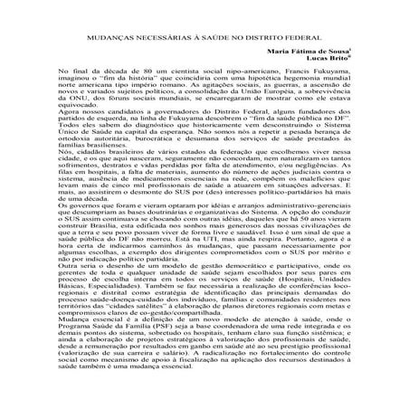 Mudancas necessarias a Saude no Distrito Federal