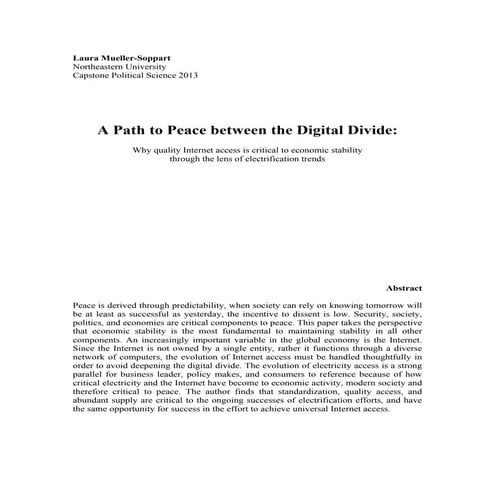 *Draft: Pathway to Peace through the Digital Divide
