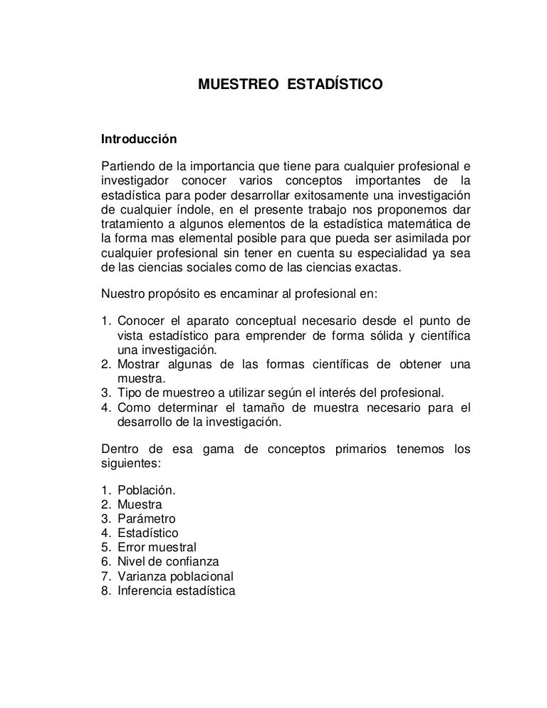 Muestreo Y Tamano De Muestra