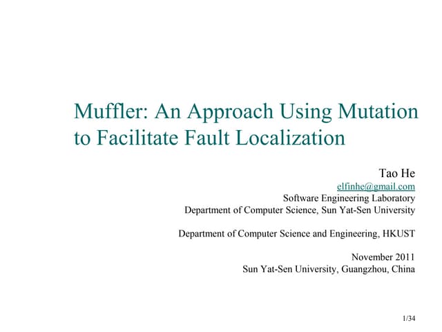 Muffler a tool using mutation to facilitate fault localization 2.0