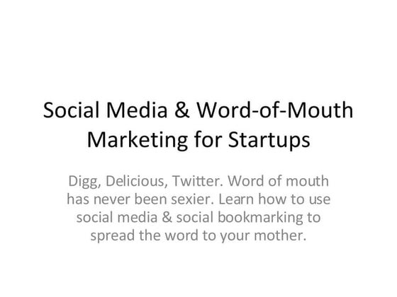 Social Media & Word of Mouth Marketing for Startups (Muhammad Saleem, Starton...