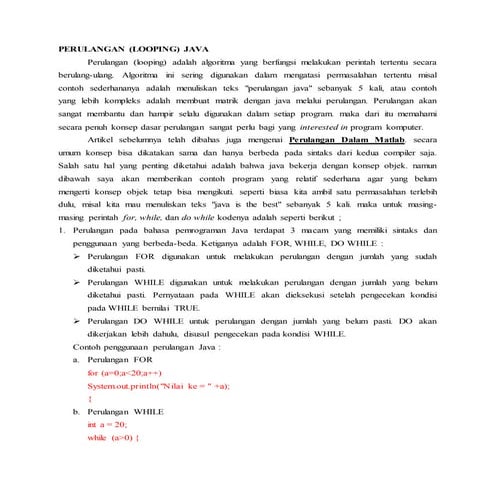 Muhammad wardhani,yunus,perulangan