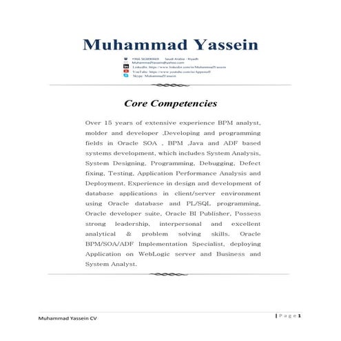 Muhammad yassein CV