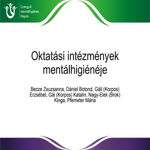 Oktatási intézmények mentálhigiénéje