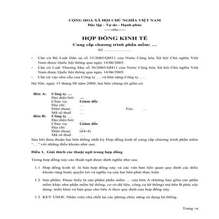 Mẫu hợp đồng xây dựng phần mềm