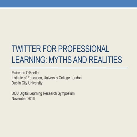 Twitter for professional learning: myths and realities