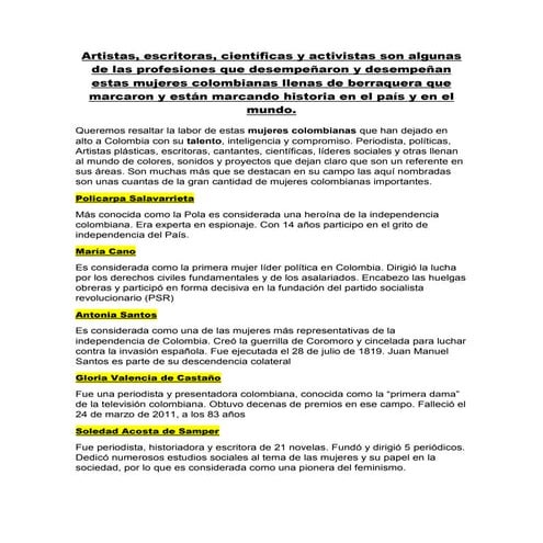 Mujeres colombianas en la historia