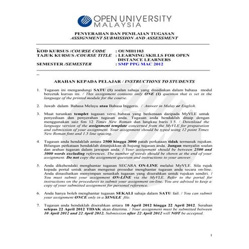 Muka depan assignment