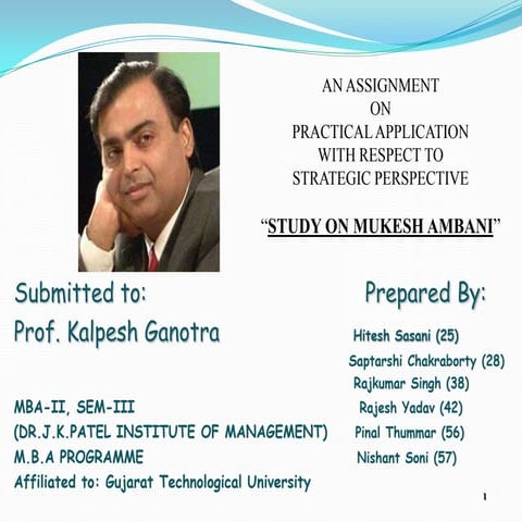 Mukesh Ambani Strategic Management