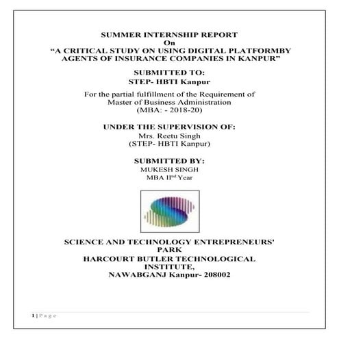 Mukesh singh kotak life summer internship report a critical study on using di...