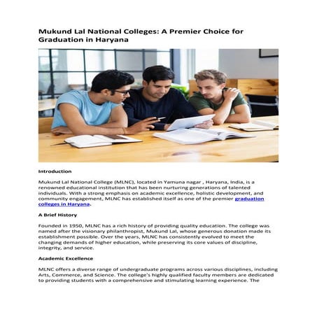 Mukund Lal National Colleges A Premier Choice for Graduation in Haryana.pdf