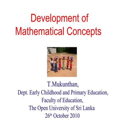 Development of mathematical Skills in Early Years