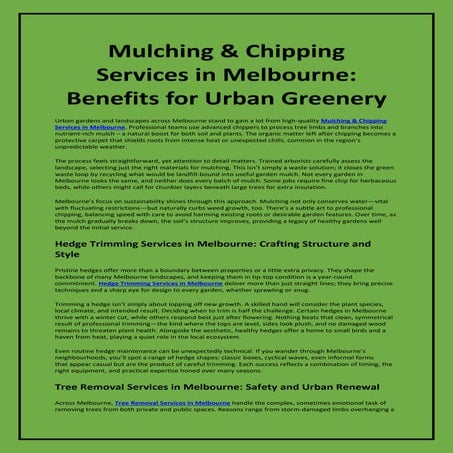 Mulching & Chipping Services in Melbourne Benefits for Urban Greenery.pdf