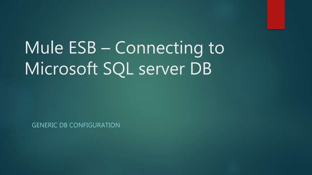 Mule esb – connecting to ms sql db