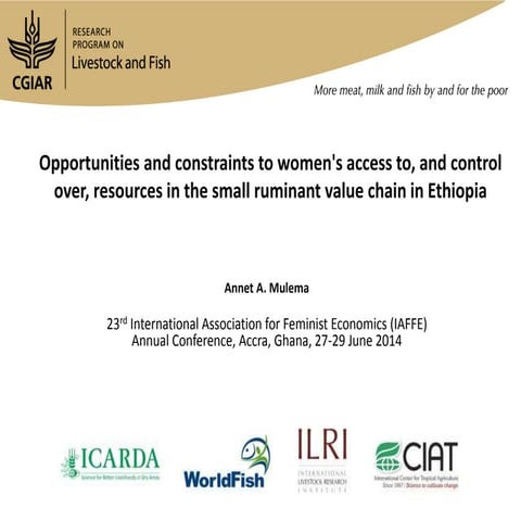 Opportunities and constraints to women's access to, and control over, resourc...