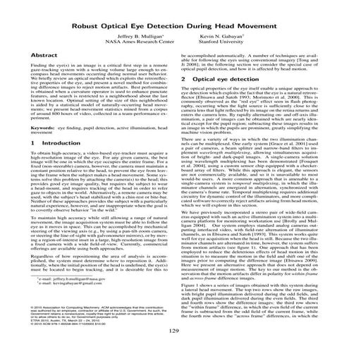 Mulligan Robust Optical Eye Detection During Head Movement