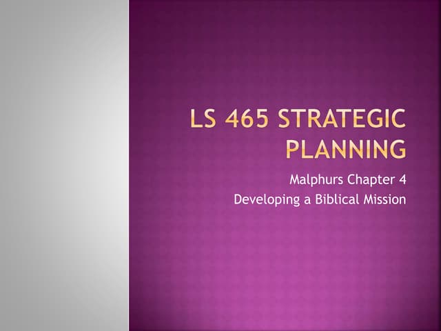 Mulphurs. chapter 4 developing a bibical mission rev. su 14(1)
