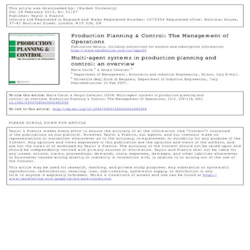 Multi agent systems in production planning