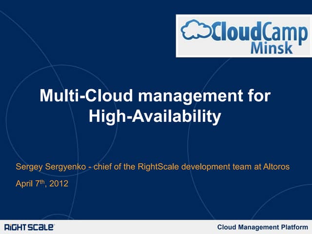 Multi-cloud management for high availablity