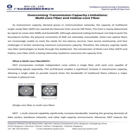 Overcoming Transmission Capacity Limitations: Multi-core Fiber and ...