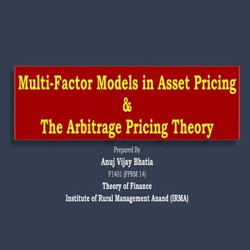 Multi factor models in asset pricing