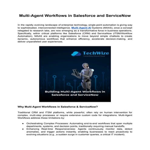 Multi Agent Workflows in Salesforce and ServiceNow | PDF