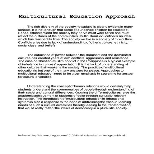 Multicultural education approach by sheena bernal